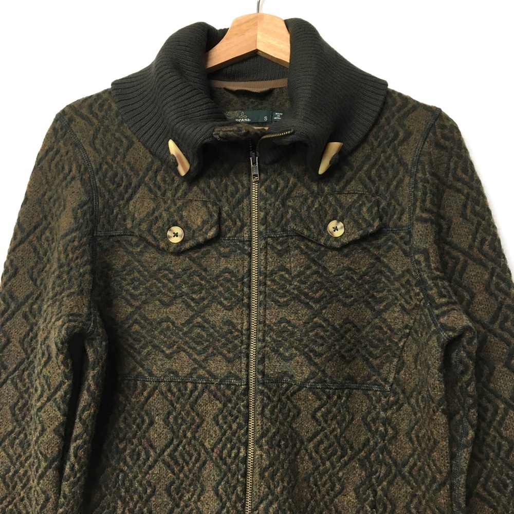 PRANA Annabel Wool Blends Jacket Green and Tan Size Small - Picture 5 of 17
